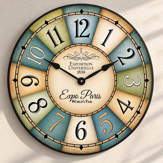 Paris World’s Fair Wall Clock in Greens