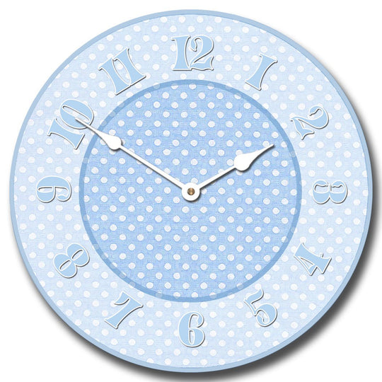 Baby Blue Dotted Swiss Clock - CustomBigClocks
