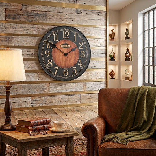 Black &amp; Wood Wall Clock