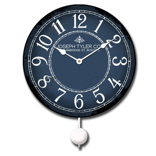 Blue &amp; White Pendulum Clock - CustomBigClocks