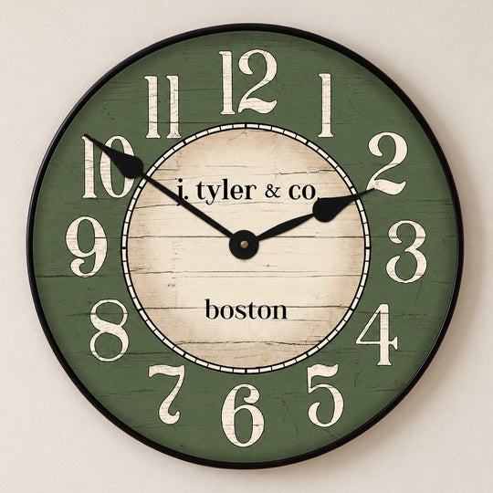 Boston Harbor Green Wall Clock
