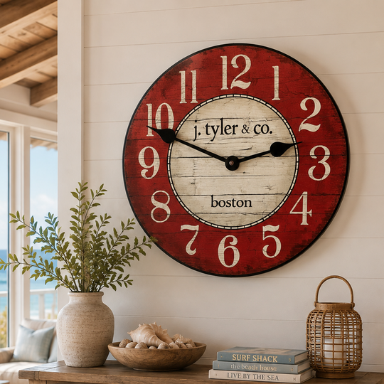 Boston Harbor Red Wall Clock