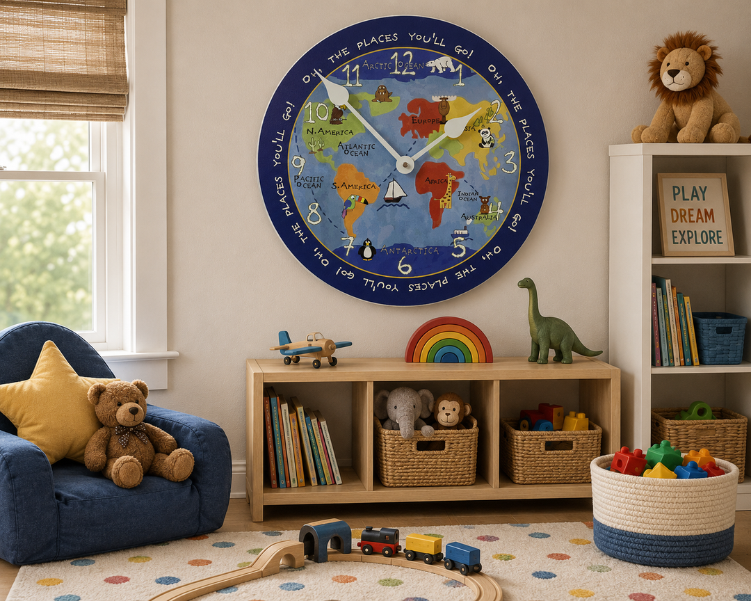 Kids World Map Wall Clock