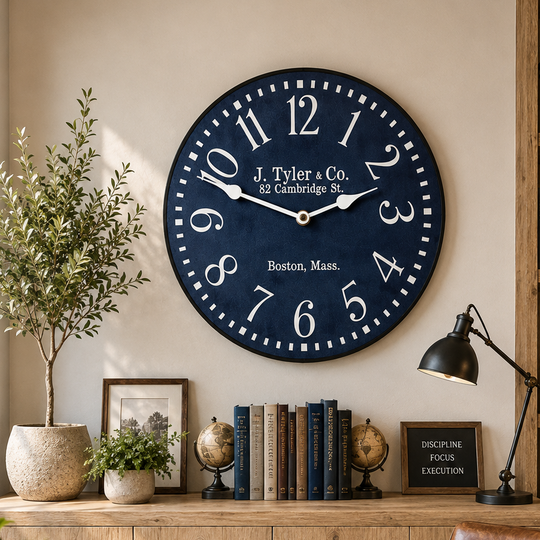Navy Blue Wall Clock