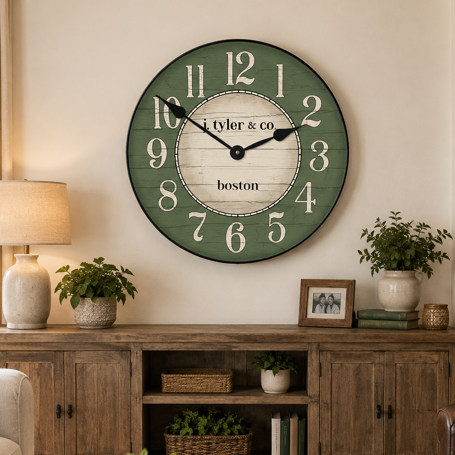 Boston Harbor Green Wall Clock
