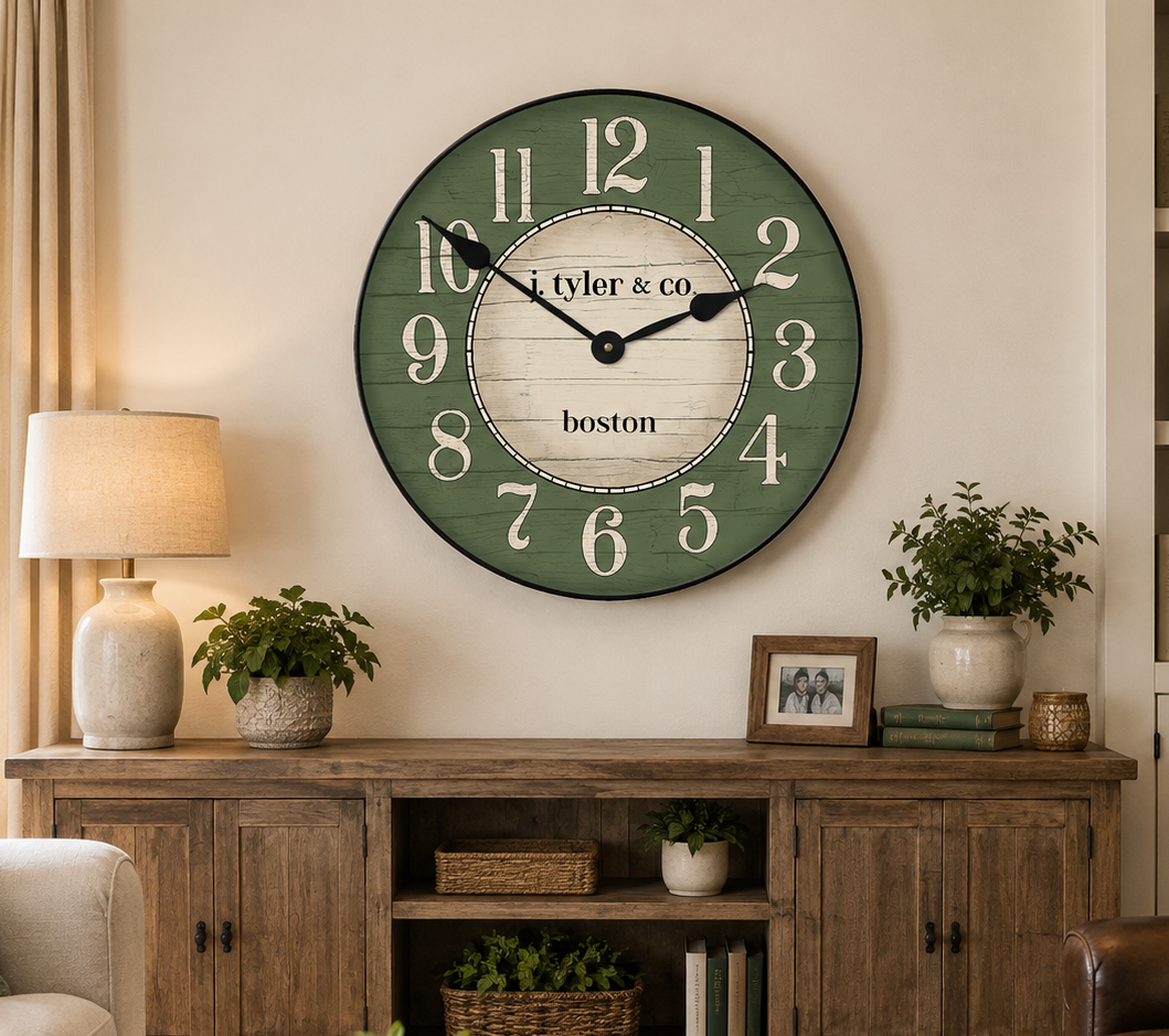 Boston Harbor Green Wall Clock