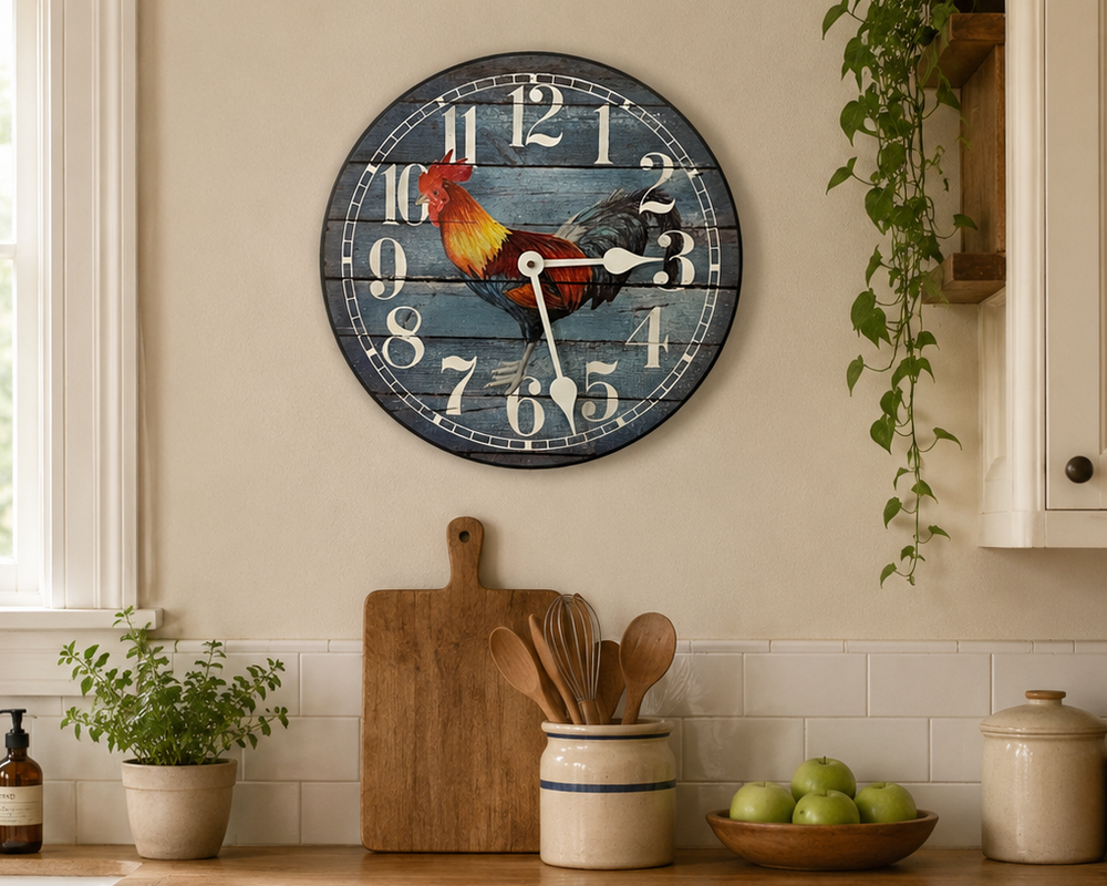 Blue Rooster Clock