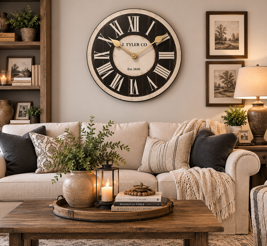 Classic Ivory And Black Wall Clock