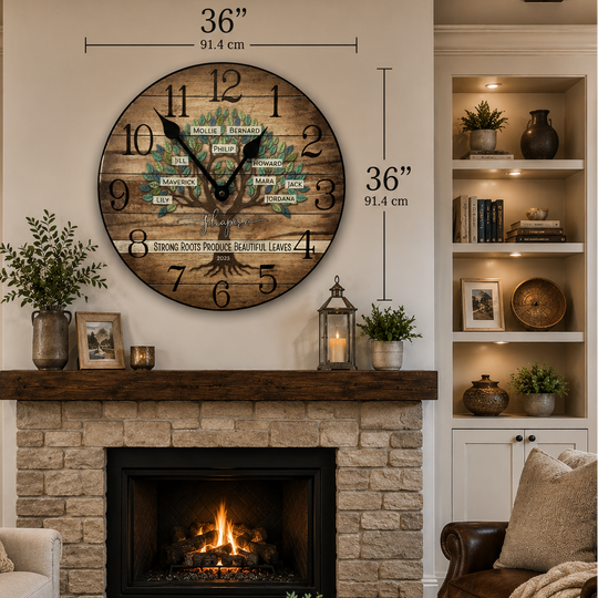 Personalized Wood Family Tree Clock