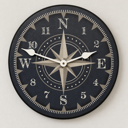 Nautical Navy Blue Wall Clock