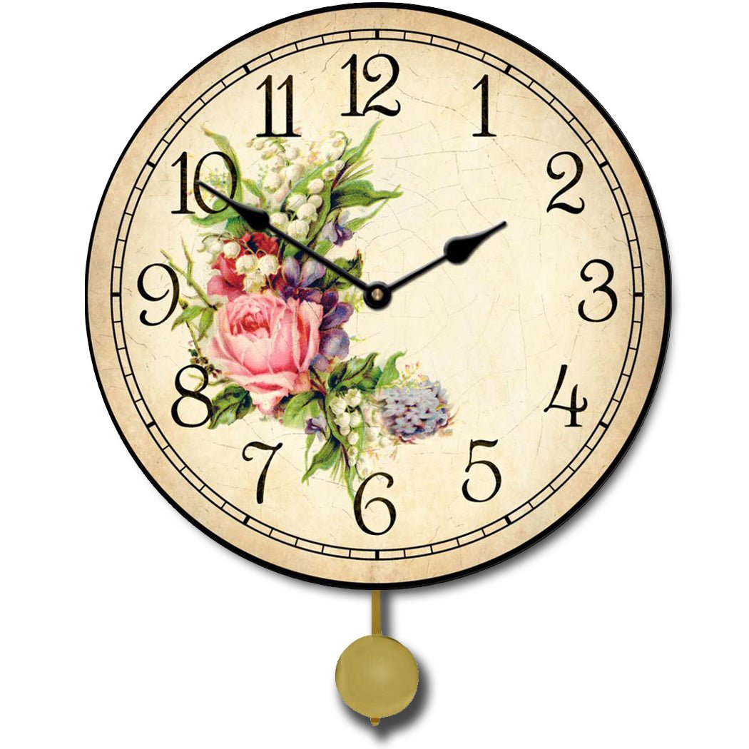 Country Floral Pendulum Clock - CustomBigClocks