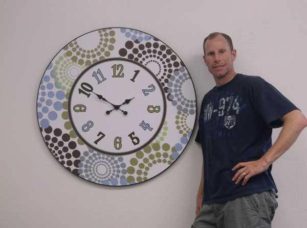 Blue Green & Brown Dots Clock - CustomBigClocks