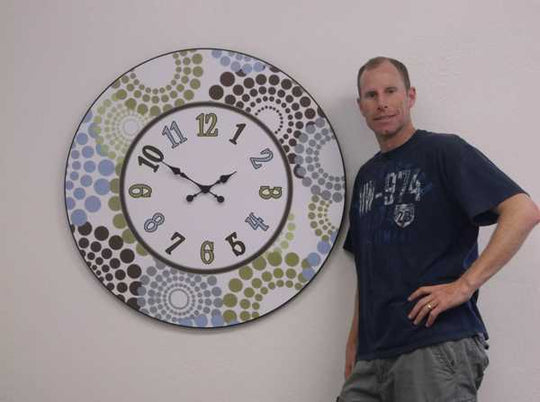 Blue Green &amp; Brown Dots Clock - CustomBigClocks