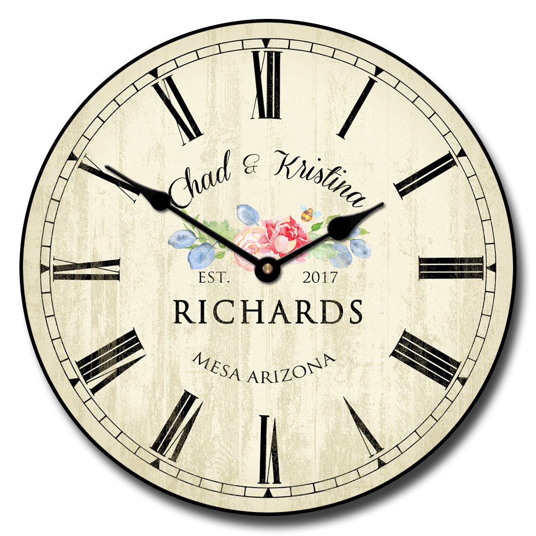 Floral Wedding Clock - CustomBigClocks