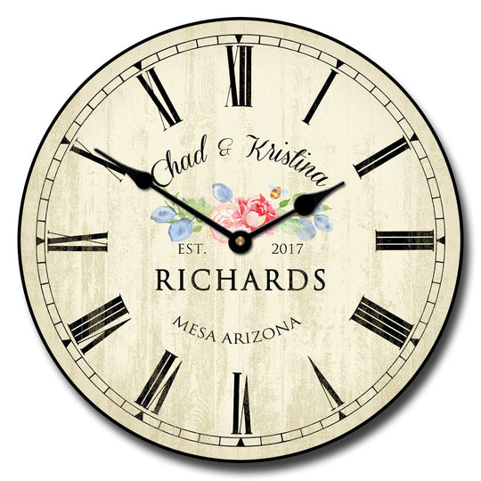 Floral Wedding Clock - CustomBigClocks