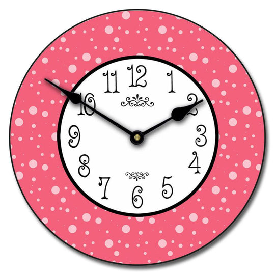 Hot Pink Dots Clock - CustomBigClocks