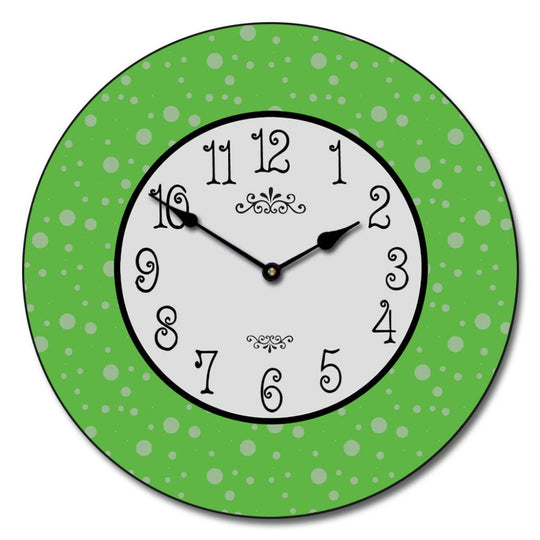 Lime Green Dots Clock - CustomBigClocks