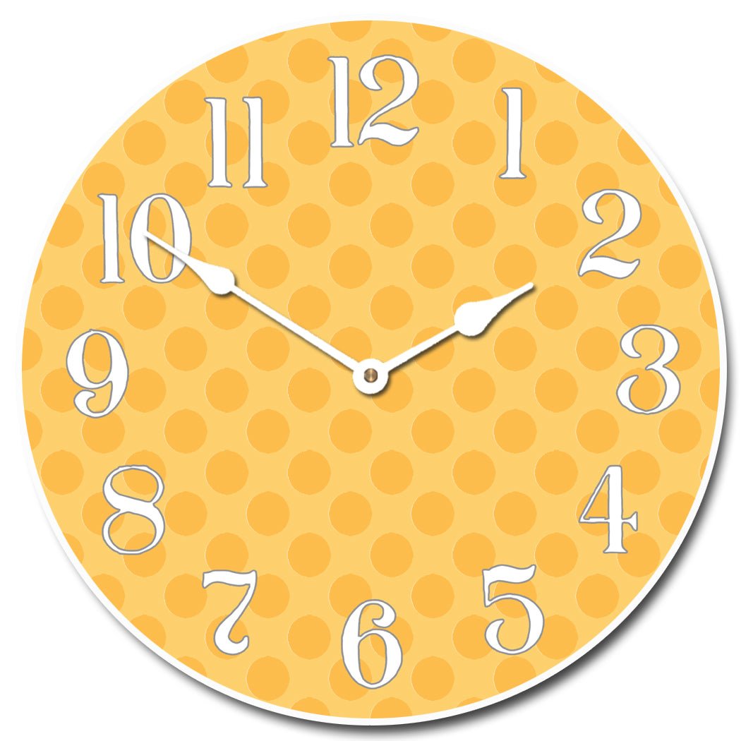 Orange Polka Dot Clock - CustomBigClocks