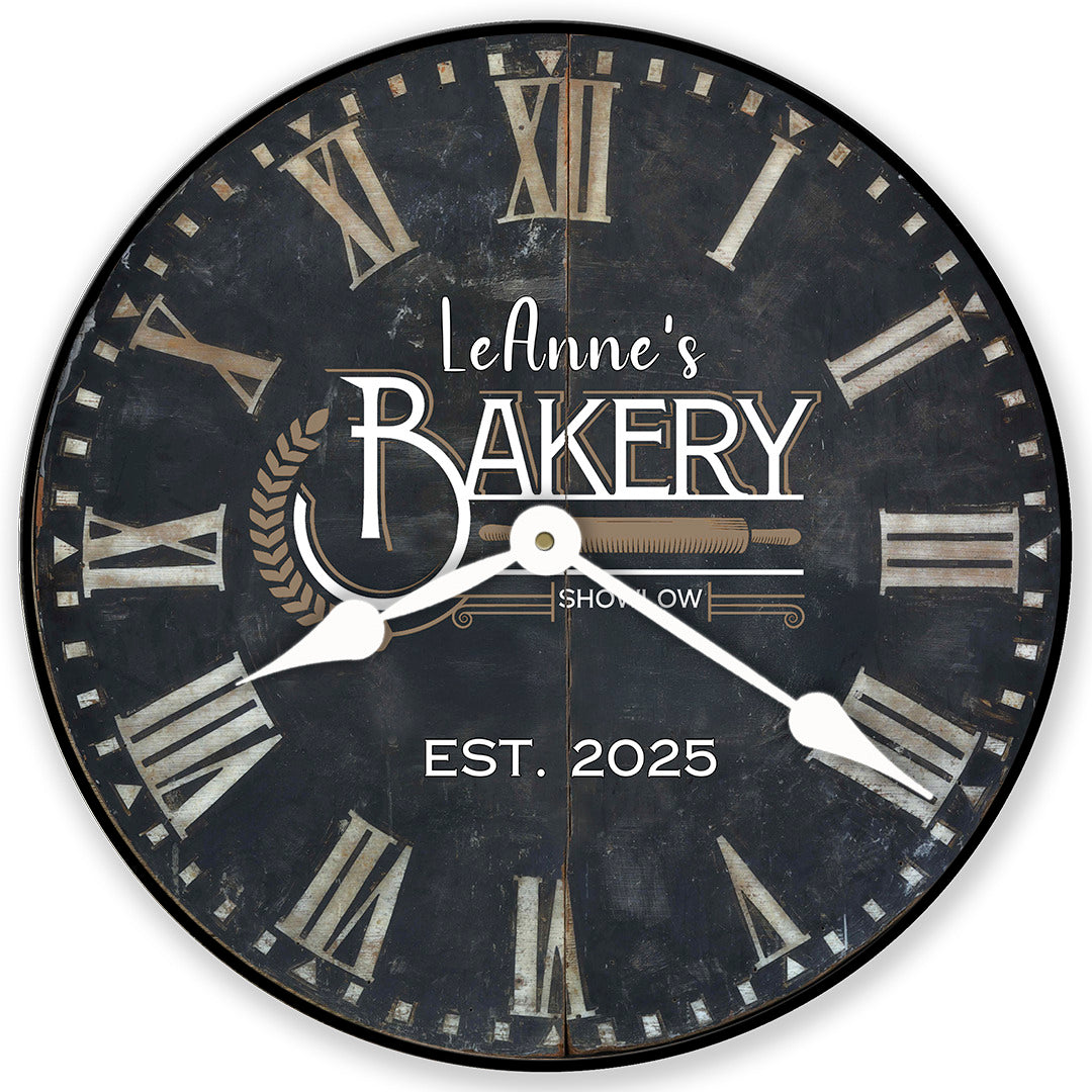 Personalized Bakery Wall Clock –  Silent Non-Ticking Wall Decor