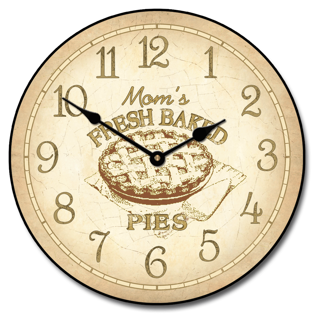 Pie Kitchen Clock, farmhouse, kitchen wall clock, 10 inch