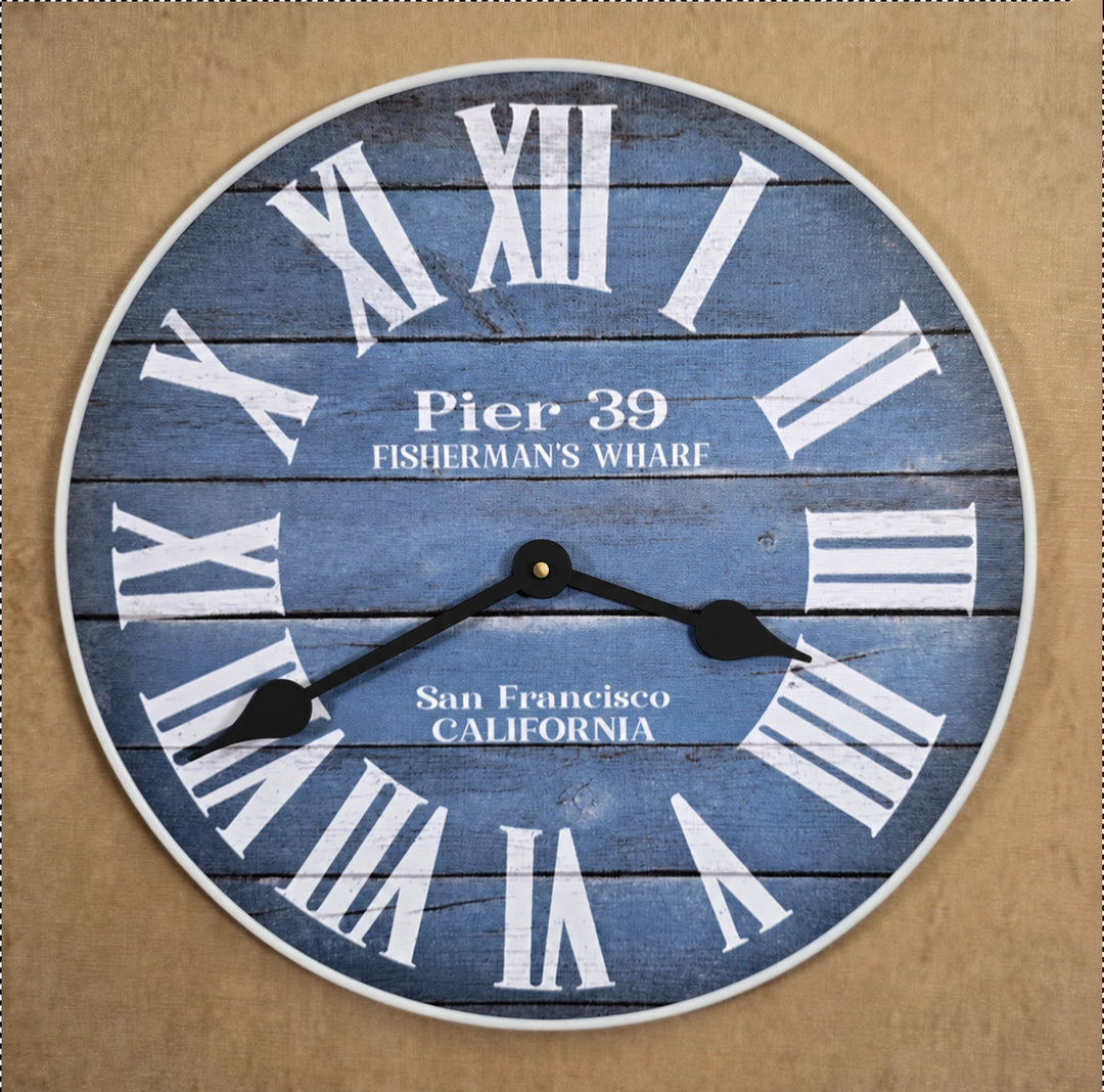 Pier 39 Blue Wall Clock