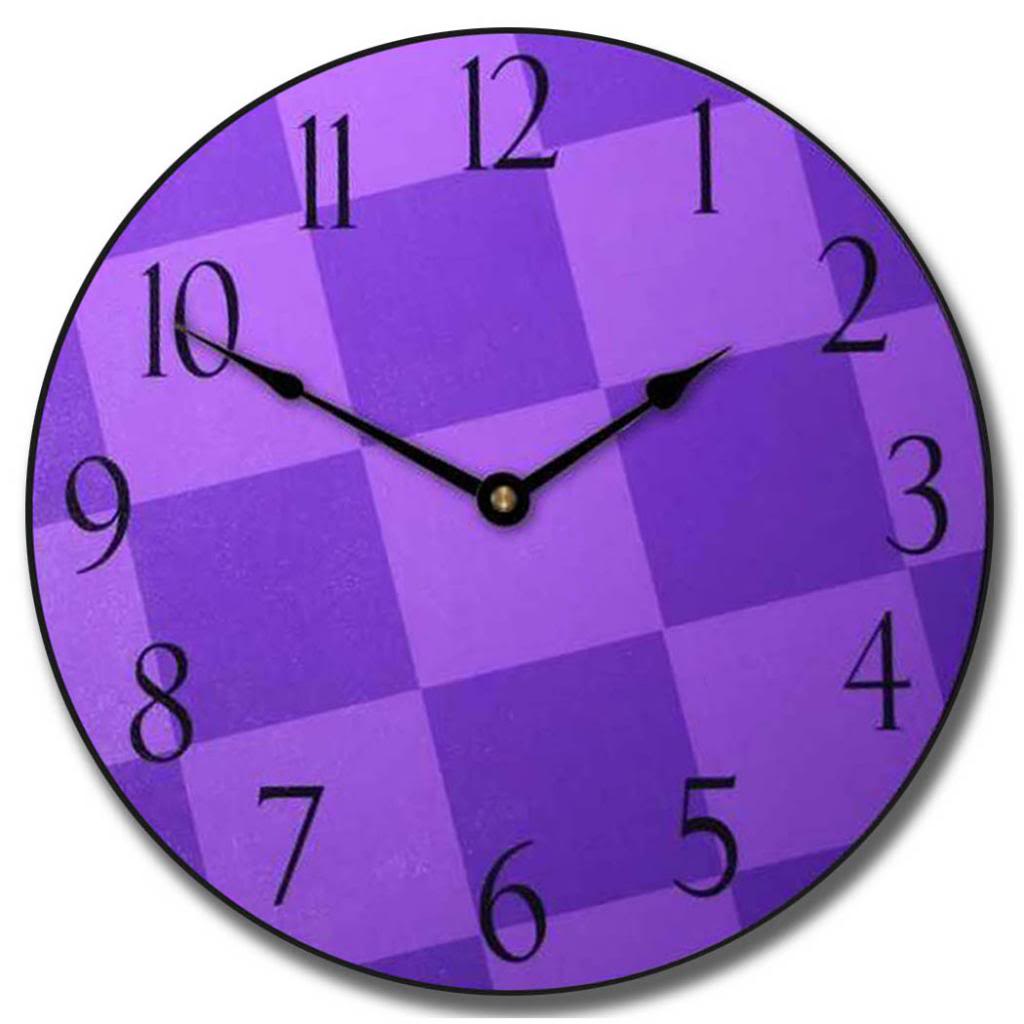 Purple Check Clock - CustomBigClocks