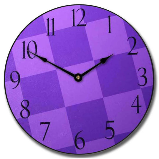 Purple Check Clock - CustomBigClocks