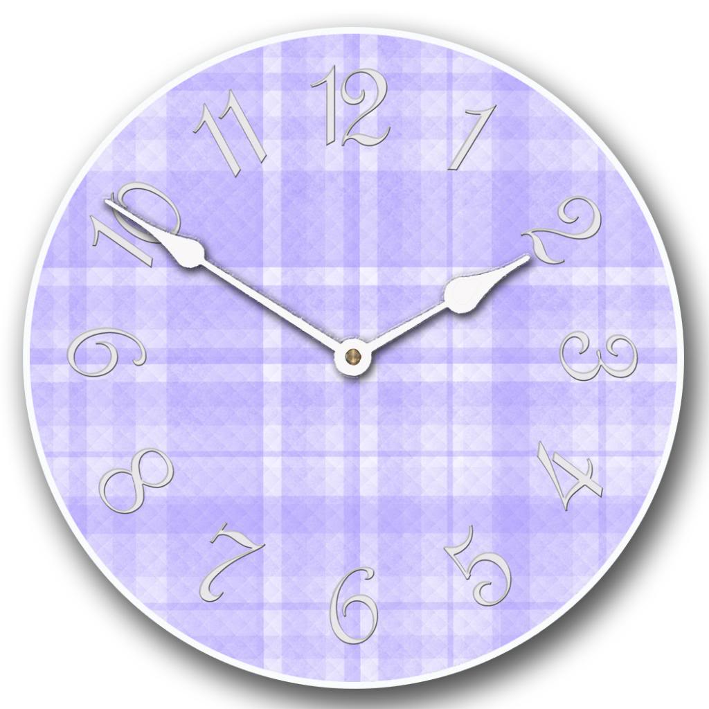 Purple Plaid Clock - CustomBigClocks