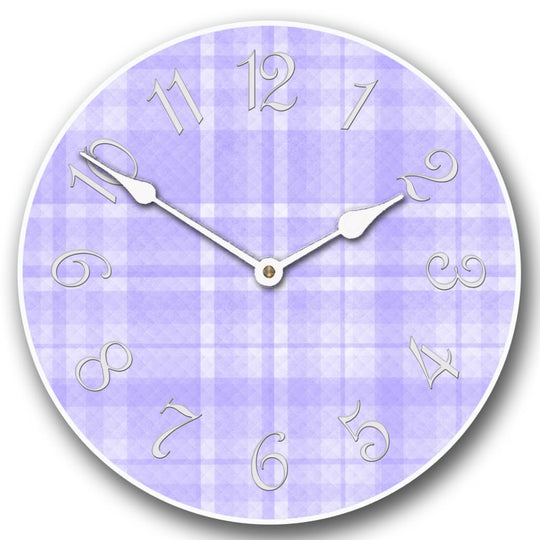 Purple Plaid Clock - CustomBigClocks