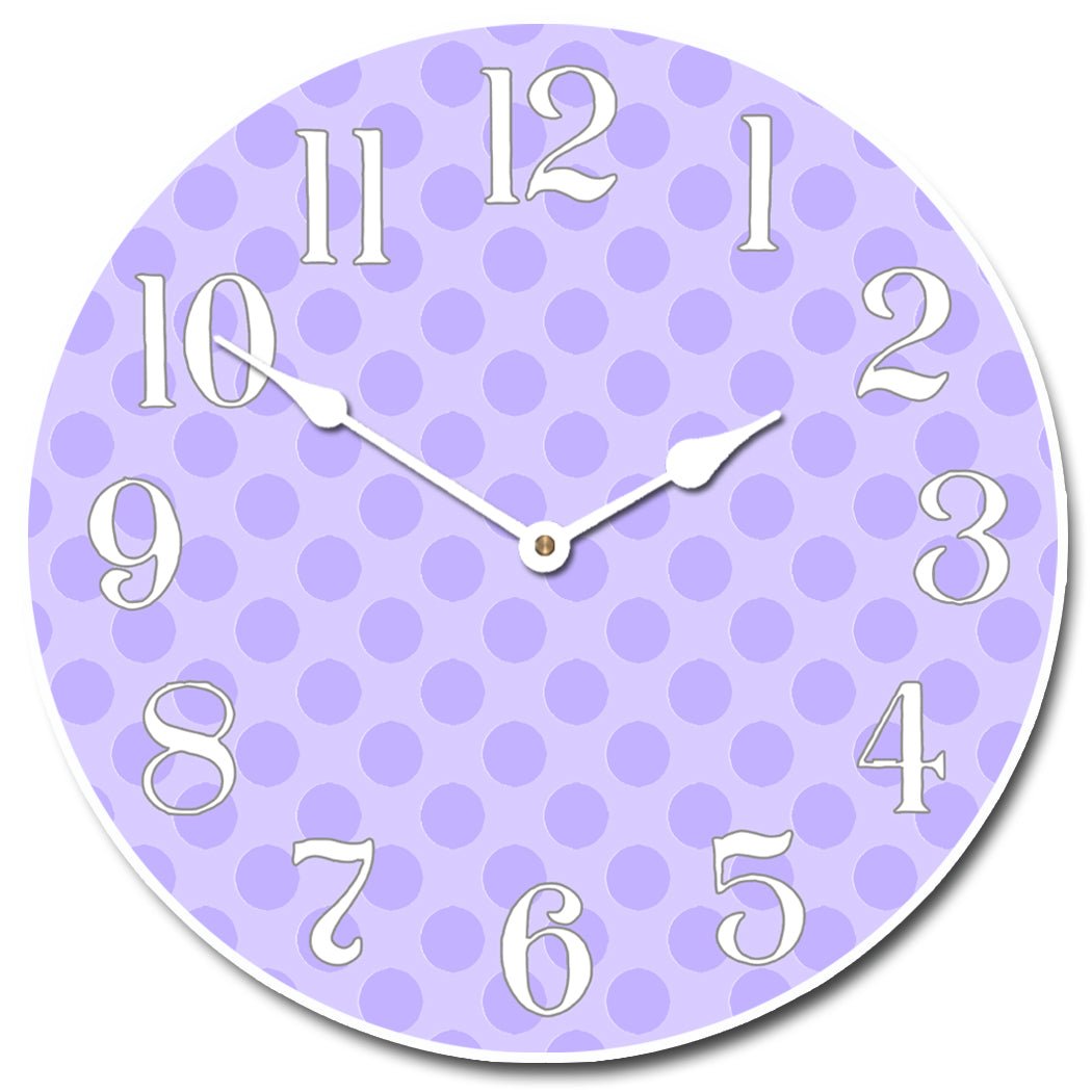 Purple Polka Dot Clock - CustomBigClocks