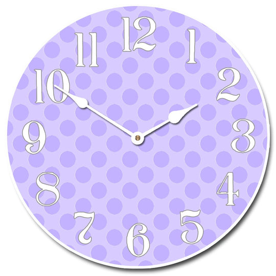 Purple Polka Dot Clock - CustomBigClocks