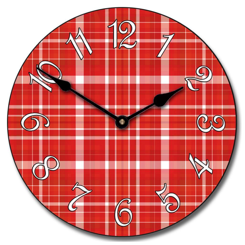 Red Plaid Clock - CustomBigClocks