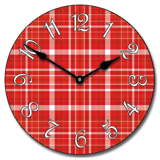 Red Plaid Clock - CustomBigClocks