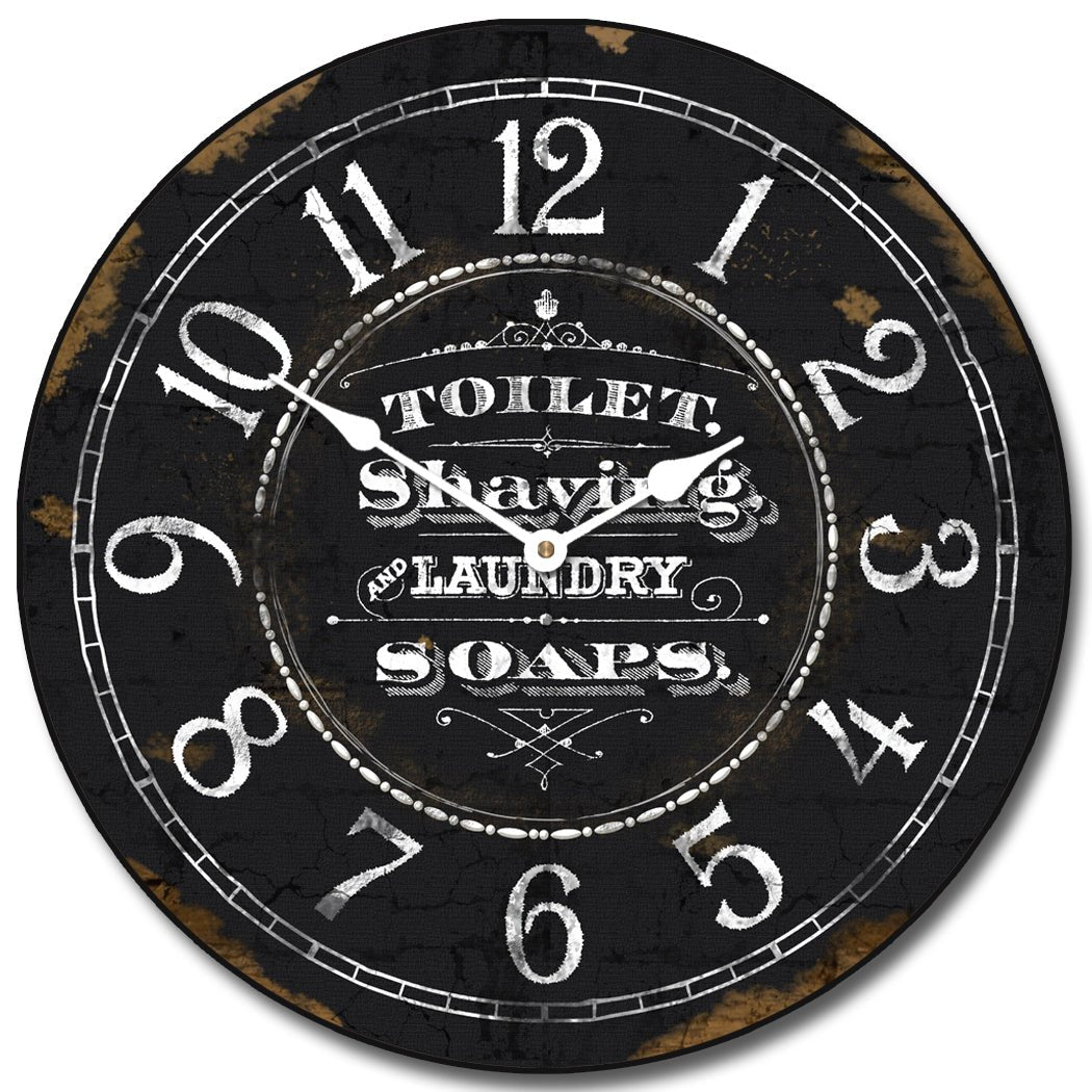 Vintage Powder Room Black Clock - CustomBigClocks