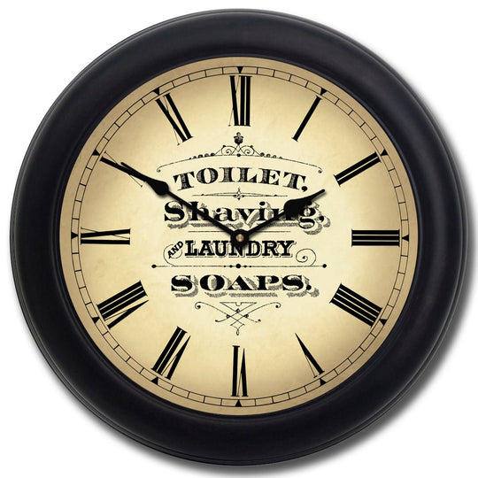 Vintage Powder Room Brown Clock - CustomBigClocks