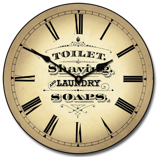 Vintage Powder Room Brown Clock - CustomBigClocks