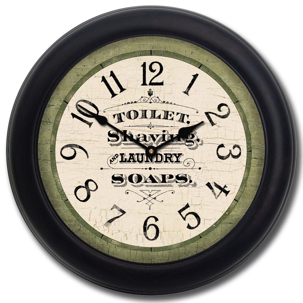 Vintage Powder Room Sage Clock - CustomBigClocks