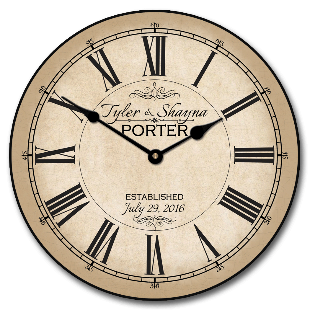 Wedding Clock 3, yellow wall clock, 10 inch