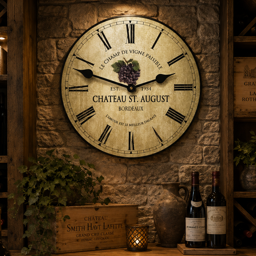 Grape Wine Barrel Lid Wall Clock