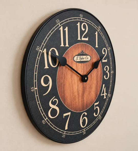 Black &amp; Wood Wall Clock