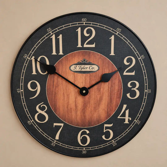 Black &amp; Wood Wall Clock