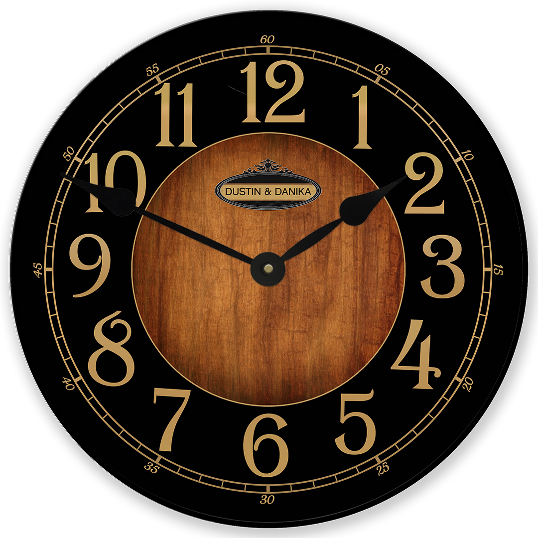 Black &amp; Wood Wall Clock