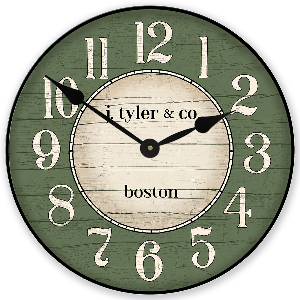 Boston Harbor Green Wall Clock