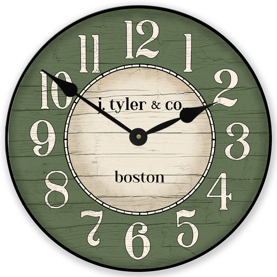 Boston Harbor Green Wall Clock