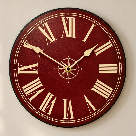 Nautical Burgundy Wall Clock