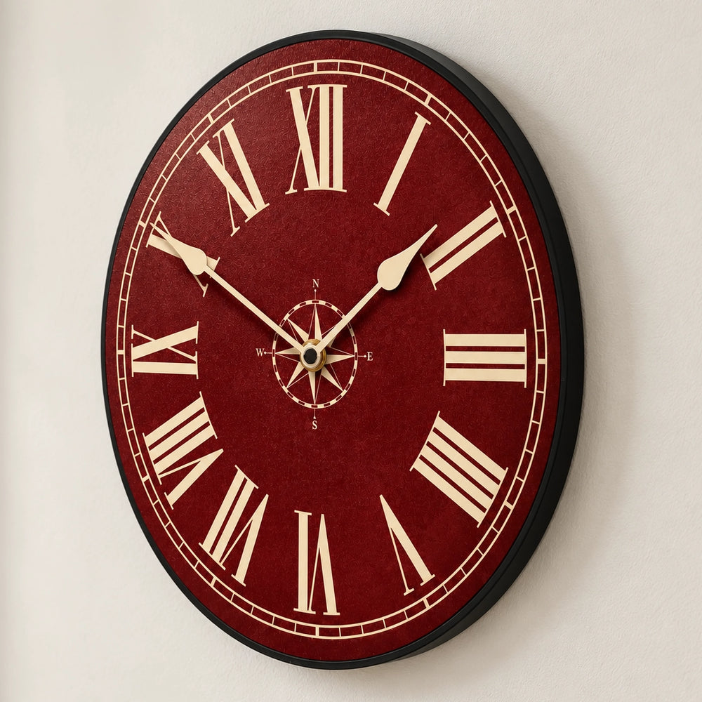 Nautical Burgundy Wall Clock