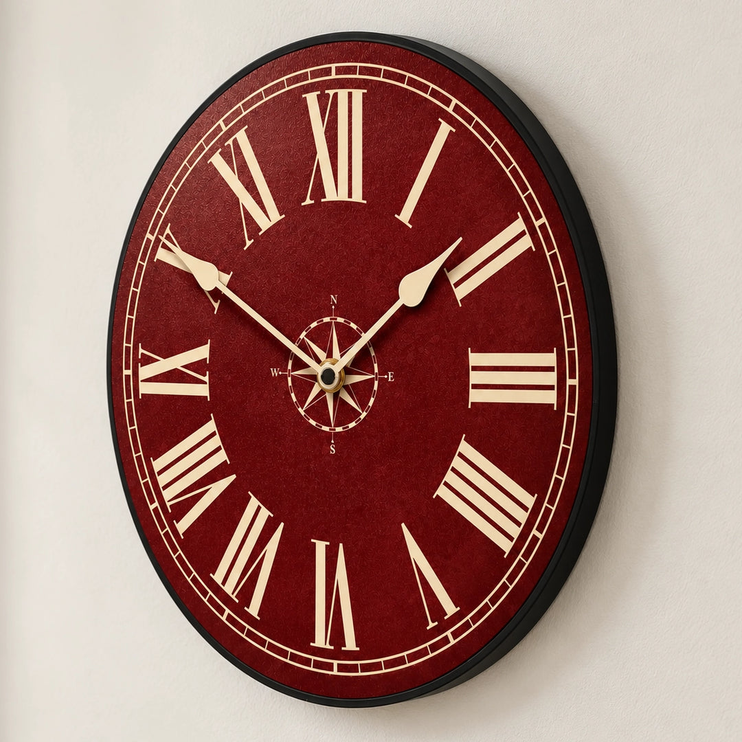 Nautical Burgundy Wall Clock