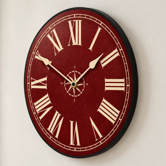 Nautical Burgundy Wall Clock