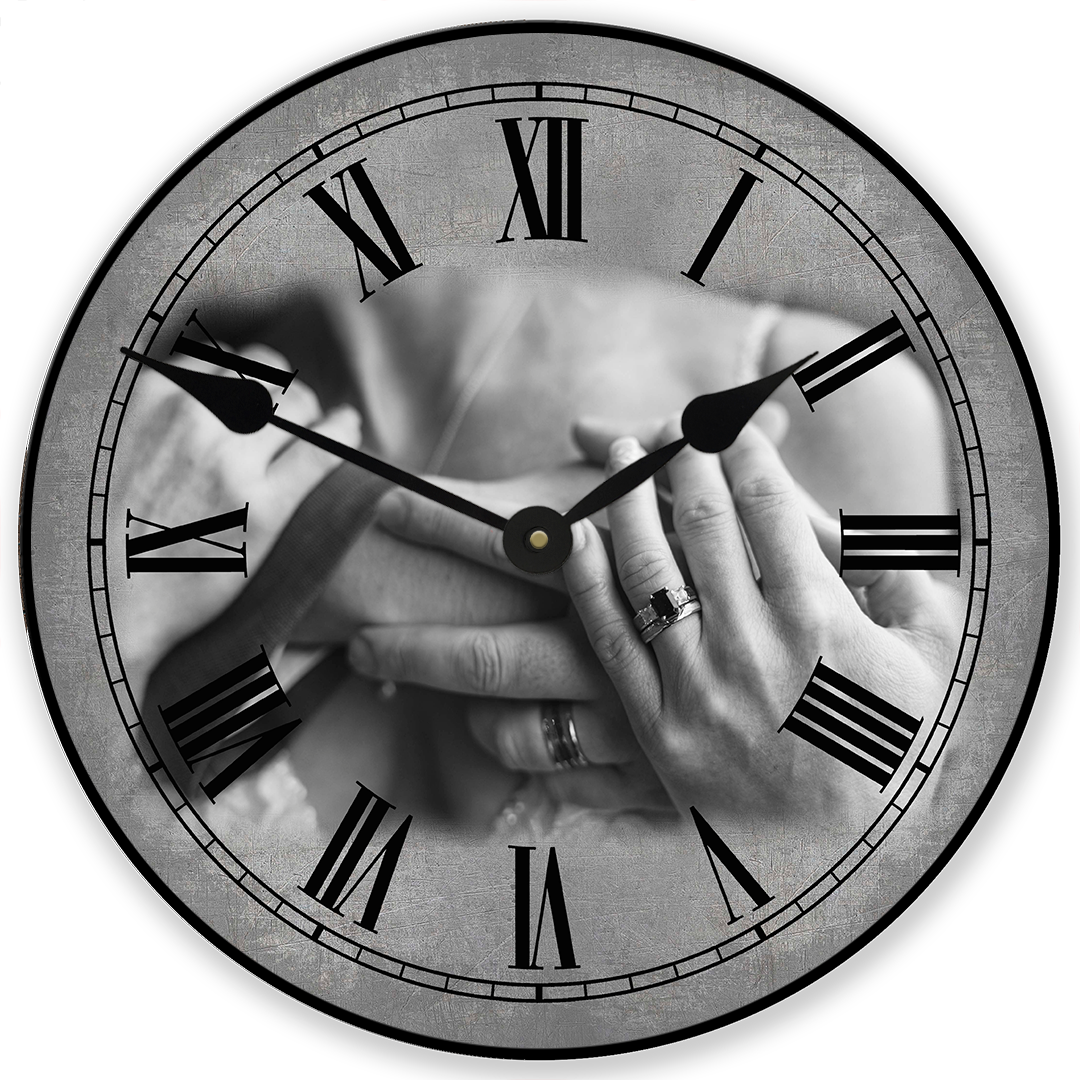 Personalized Gray Wood Photo Wall Clock