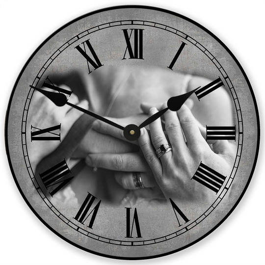 Personalized Gray Wood Photo Wall Clock